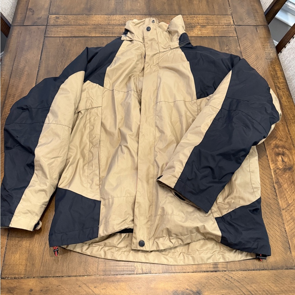 INFINITY Beige and Black Coat | Rain Ski Jacket | Removable liner